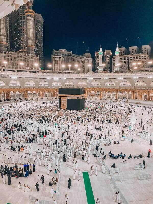 Muslim pilgrims performing Tawaf around the Kaaba during Hajj 2025 in Makkah, Saudi Arabia.